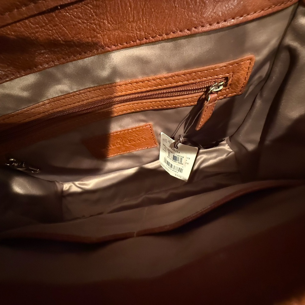 Vintage Cole Haan Tan and Red Leather Satchel - Picture 2 of 6